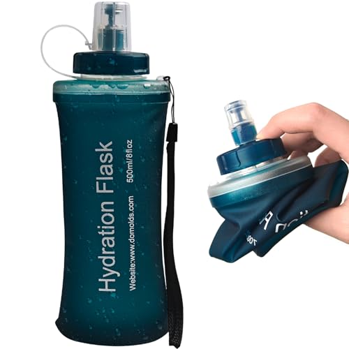 Soft Flask 500ML, TPU Collapsible Soft Water Bottle, Leakproof, Reusable, Bottle for Running, Hiking, Cycling Hydration Flask- Slate Blue - color: 500ml Slate Blue