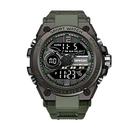 KXAITO Men's Watches Sports Outdoor Waterproof Military Watch Date Multi Function Tactics LED Alarm Stopwatch - color: 6092_Green