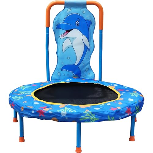 Henf 36 inch Mini Toddler Trampoline for Kids, 36'' No-Gap Indoor Outdoor Small Rebounder Trampoline with Foam Handle and Safety Padded Cover Fun for Kids Ages 1-6 - color: Orange
