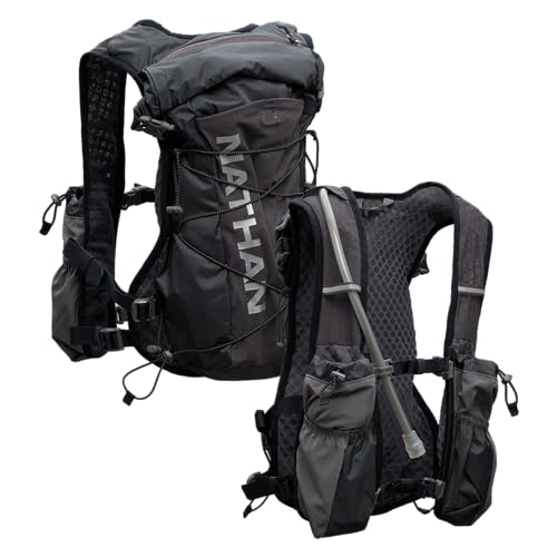 Nathan TrailMix Women's Running Vest/Hydration Pack. 12L (12 Liters) | 2L Bladder Included (2 liters). Zipper, Pockets. - style: Charcoal/Reflective Silver