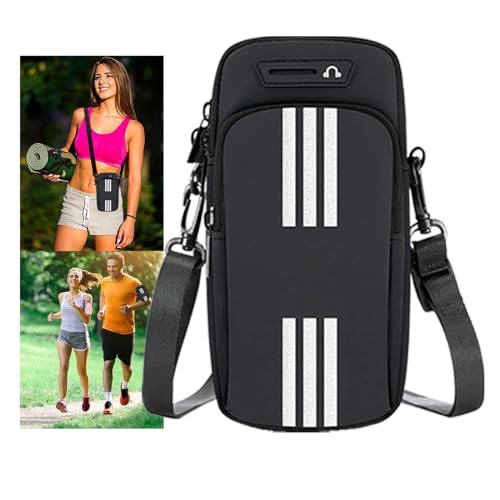 Running Armband, Cell Phone Purse Small Crossbody Bags for Women Men Kids Pouch for iPhone 15/14/13 pro/Plus/xs/xr/xs max, Galaxy S22 Ultra and More - color: Black with Crossbody Strap&Hook