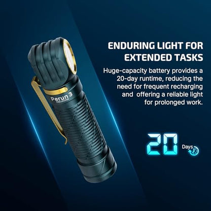 OLIGHT Perun 3 Headlamp Rechargeable, Red Light, Waterproof, Dream Blue - color: Dream Blue