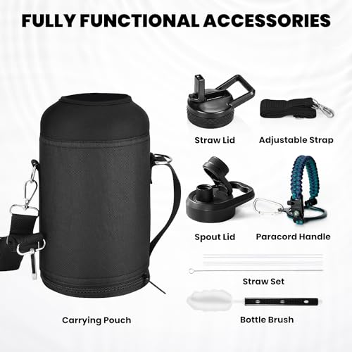 RAYMYLO Insulated Water Bottle 64 oz, Triple Wall Vacuum Stainless Steel - color: Cyan Blue, size: 64 Ounces