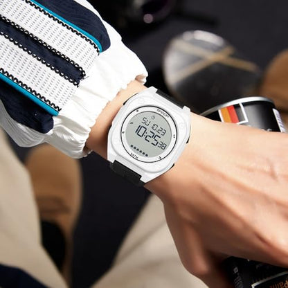 FANMIS Men's Digital Sports Watch Big Face Stopwatch Outdoor Rubber Strap - color: White Black
