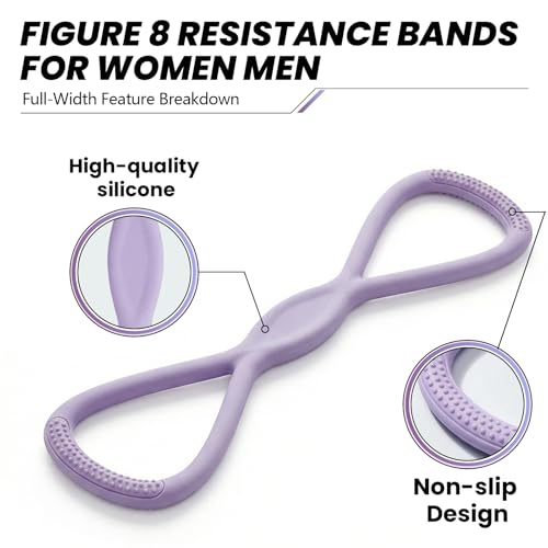 Figure 8 Resistance Band with Handles, for Home Gym,Yoga & Physical Therapy - color: 15 LBS Purple