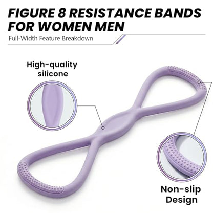 Figure 8 Resistance Band with Handles, for Home Gym,Yoga & Physical Therapy - color: 15 LBS Purple