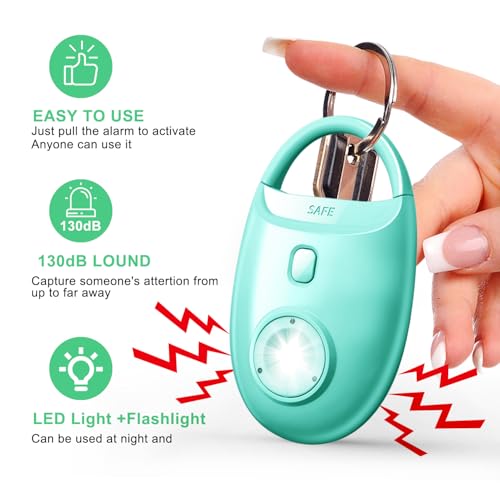 Safe Sound Personal Alarm, 130DB Personal Security Keychain with LED Strobe Light, Emergency Safety Device for Women, Men, Children, Students - color: Green