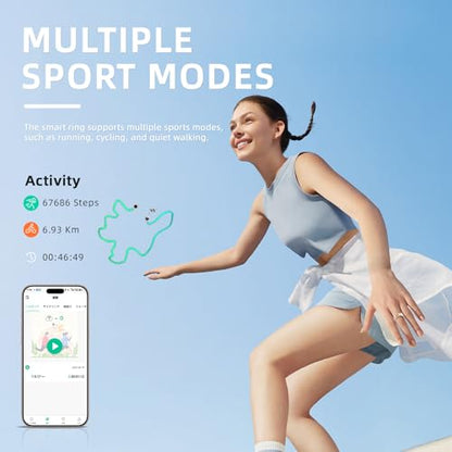 Smart Ring Health Tracker, for men and women, equipped with heart rate monitor, sleep tracker, 8 exercise modes, step counter, 5-7 days battery life, no subscription fee, IP68 waterproof R18 (8) - size: 8
