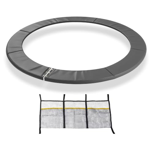 ExacMe Round Trampoline Spring Cover, 0.8 in Thick Replacement Safety Pad - color: Grey, size: 16 Foot