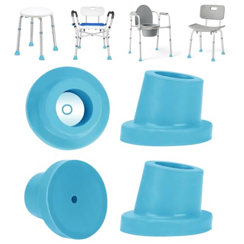 supregear Shower Chair Leg Caps 1 inch, Heavy Duty Rubber Feet, Fits 1" OD Sloped Round Legs Only, Non-Slip Replacement for Bath Stool & Transfer Bench, 4 Pack, Light Blue-25mm - color: Light Blue