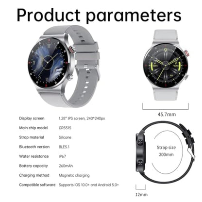 LAKEYLOYI Smart Watches Men Women, Bluetooth Calls, Heart Rate Sleep Monitor,IP67 Waterproof Fitness Tracker, Black Stainless Steel Watches for Android & iOS (D-Silver) - color: D-Silver
