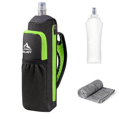 Zelvot 17 oz Running Water Bottle Handheld with Phone Holder, Green
