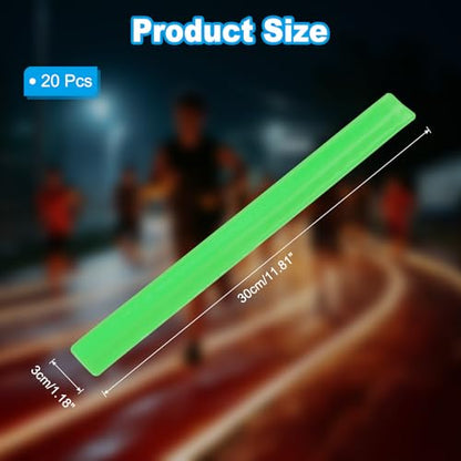 PATIKIL Reflective Slap Bands, Reflector Band Snap Bracelet Armbands High Visibility Safety Reflectors Wrist Strap Strips for Night Jogging Cycling Running Hiking - color: Green