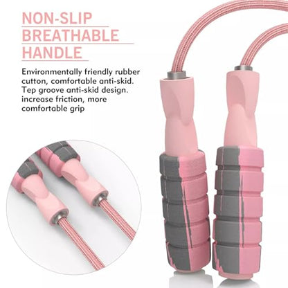Jump Rope Cotton Adjustable Skipping Weighted jumprope for Women, Adult and Children Athletic Fitness Exercise Jumping Rope - color: Pink, size: 1pcs