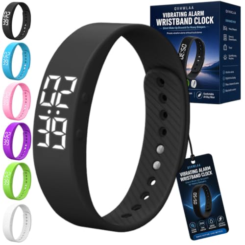 Vibrating Alarm Wristband Clock, Mens Bracelet Smart Digital Watch for Heavy Sleepers, Waterproof Effective Couples Travel Silent Shock Alarm Wake up Wrist Bracelets for Men & Women(A,Side-Button) - color: Multi, size: Side-Button