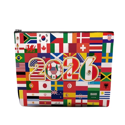 Soccer Gifts Makeup Cosmetic Bag, 2026 Soccer Theme Gifts for Soccers Lovers Players Fans Birthday Gifts for Women - color: soccer world