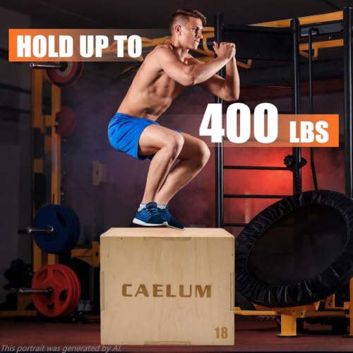 CAELUM 3-in-1 Wood Plyo Box, Non-Slip Plyometric Jump Box for Gym, Squats - color: wood, size: 24" x 20" x 16"