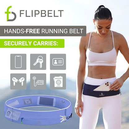 FlipBelt Zipper Running Belt, Waist Pack for Fitness and Running, US Company - color: Periwinkle, size: Medium