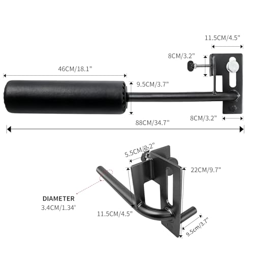 AHTAPFON Nordic Leg Roller for Rack Mounted,Bulgarian Split Squat Accessories,Nordic Hamstring Curl Attachment,Home Gym Equipment for uprights ranging from 2" to 4" wide - size: 0.7″-18mm Hole