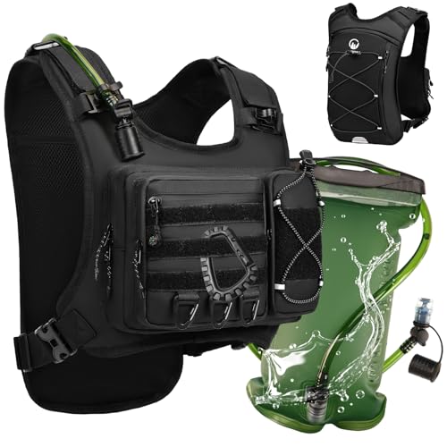 Running Vest with 2L Leakproof Water Bladder, Chest Pack for Hunting with Insulated Compartment for Men & Women Running, Cycling, Camping, Hiking, Skiing - size: Large-X-Large
