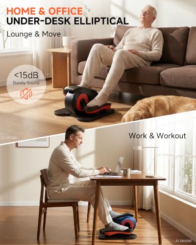 GORISE Under Desk Elliptical Exercise Machine for Seniors, Leg Exerciser as Seen on TV, Seated Pedal Exerciser with Remote Control & 10 Adjustable Speed for Home Ussage, 003 with Foot Massage - style: 001 with Foot Massage