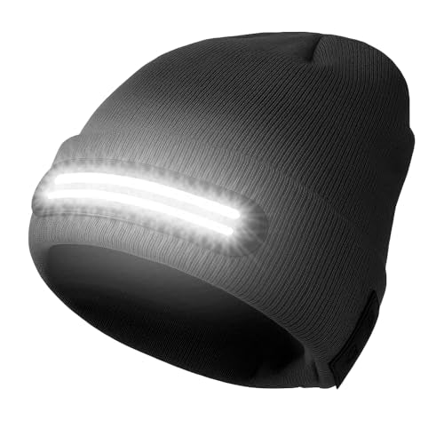 Beanie with Light, 230° Wide Beam Unisex - color: Grey