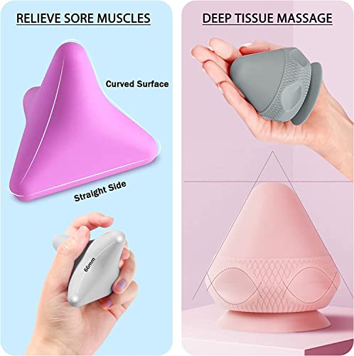 Manual Massage Ball Set, 2 PCS Deep Tissue Trigger Point Massage Myofascial Release Balls, Silicone Physical Therapy Balls, Massage Therapy Tools for Deep Muscles, Sore Muscles, Muscle Knots (Blue) - color: Blue