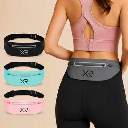 Running Belt Waist Pack for Men & Women, Slim Running Fanny Pack- Adjustable Fitness Waist Pouch, Bounce Free Jogging Belt, Waterproof Zipper, Reflective Running Gear (Gray) - color: Gray