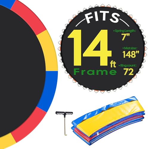 AW Trampoline Mat & Pad Replacement Kit w/ 72V-Ring for 14ft Round - size: 14FT Mat + Multi Pad