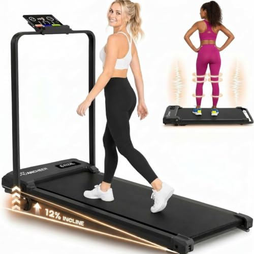 ANCHEER Walking Pad with Incline-Small Treadmill for Home - color: Textured Black
