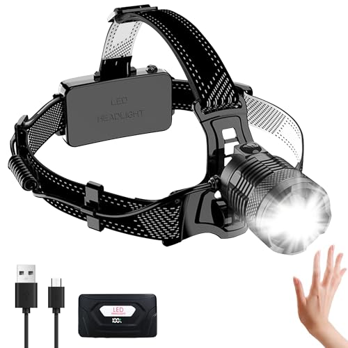 Headlamp Rechargeable, 100,000LM Super Bright LED Head Lamp Light