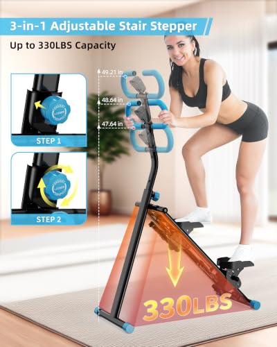 Stair Stepper for Home, Vertical Climber Workout Machine with Handlebar - color: Blue