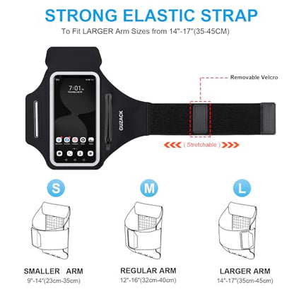 GUZACK Running Armband with Zipper Pouch, Running Phone Holder,Up to 6.9" - color: Black Zipper (Up to 6.9"), size: L