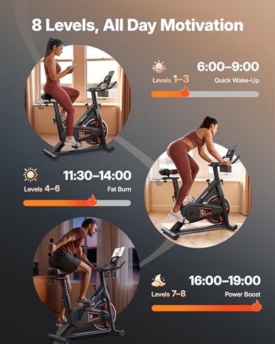 MERACH Exercise Bike, Magnetic Resistance, 330lbs Capacity - color: Orange