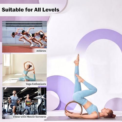 Cryfokt Yoga Wheel, High Density PU Roller for Back Pain Relief - color: Wood grain inner ring