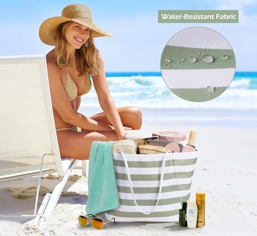 KALIDI Beach Tote Bag Women Large Waterproof Sandproof Shoulder Handbags - color: Beauty Green