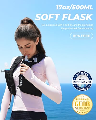 Running Vest (Large) & 2 Pack Soft Water Bottle