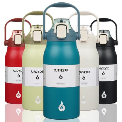 BJPKPK 45oz Insulated Water Bottle with Straw Lid, Stainless Steel Bottle - color: 45 oz Light Blue, size: 45 Ounces