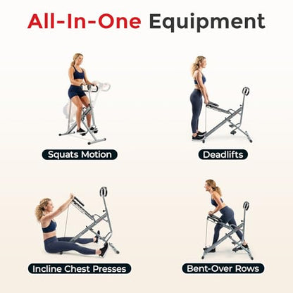 Sunny Health & Fitness Row-N-Ride Squat Assist Trainer for Home Exercise - color: Grey