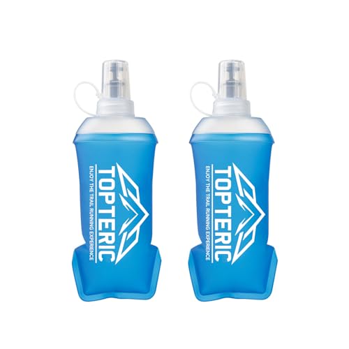 Collapsible Soft Flask Water Bottle, TPU Soft Folding Flexible Water Bottles for Hydration Pack/Running Vest, BPA/PVC Free, Ideal for Running Hiking Cycling Climbing (250ml-2 Pack) - style: 250ml-2 Pack