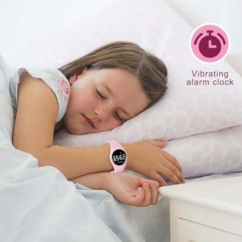 Kids Watches for Girls Boys Digital Sport Watch with Step Counter Pedometer Vibration Alarm Clock, No App Waterproof Fitness Tracker Kids Watch Boys Girls Teens Students Ages 5-16 - color: 102-F-Pink