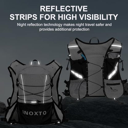 IX INOXTO Running Vest Hydration Backpack, Lightweight Running Backpack Hydration Pack with 1.6L Water Bladder Daypack for Trail Running Hiking Cycling Race Marathon for Women Men - color: Gray