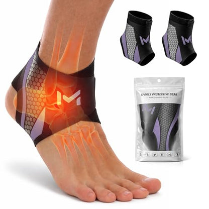 2 Pack Ankle Brace Compression Support for Men Women - color: Purple