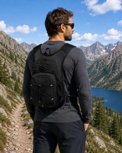 Wotony Lightweight Hydration Backpack with 2LOR 3LWater Bladder for Cycling Hiking Rave - Water Daypack for Men Women - color: ALL BLACK