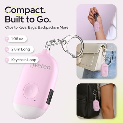 Personal Safety Alarm Keychain for Women, 130dB Siren, Rechargeable, 2 Pack - color: G - Pink&Blue
