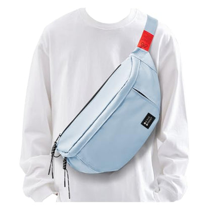 X-Large Crossbody Fanny Pack for Women Men,Waterproof Waist Bag Pack - color: Light Blue, size: X-Large