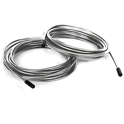 BRANK SPORTS® Pack of 2 Replacement Steel Ropes for all Jump Ropes | Length 12' | 2 Diameters and 7 Colors to Choose From | Replacement Bindings Included | Ideal for Advanced to Double Under - color: Transparent