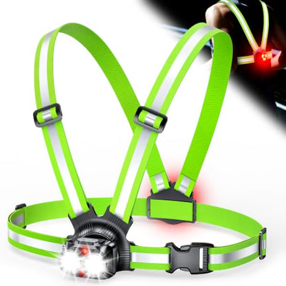 ISEYOU 800LM Running Lights for Runners, 6+2 Modes Running Light with Rear Light, IPX5 Waterproof, 45° Adjustable Tilt Rechargeable 360° Reflective Running Gear for Cycling/Jogging, 4-25Hrs Runtime