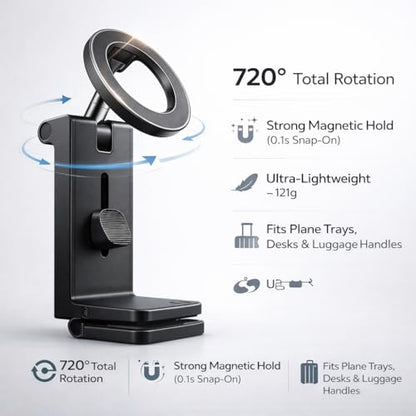 Mizi Airplane Phone Holder – Magnetic Travel Phone Mount for Airplane Seat Back, Hands-Free Flight Essentials Compatible with iPhone 17-12 Pro Max/Air/Plus/Mini with Magnetic Case - Black - size: C298