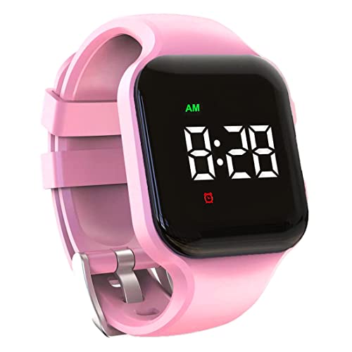 Vibrating Alarm Watch Rechargeable 15 Alarm Reminder Wristband Potty Training Watch with Lock Screen - color: Pink